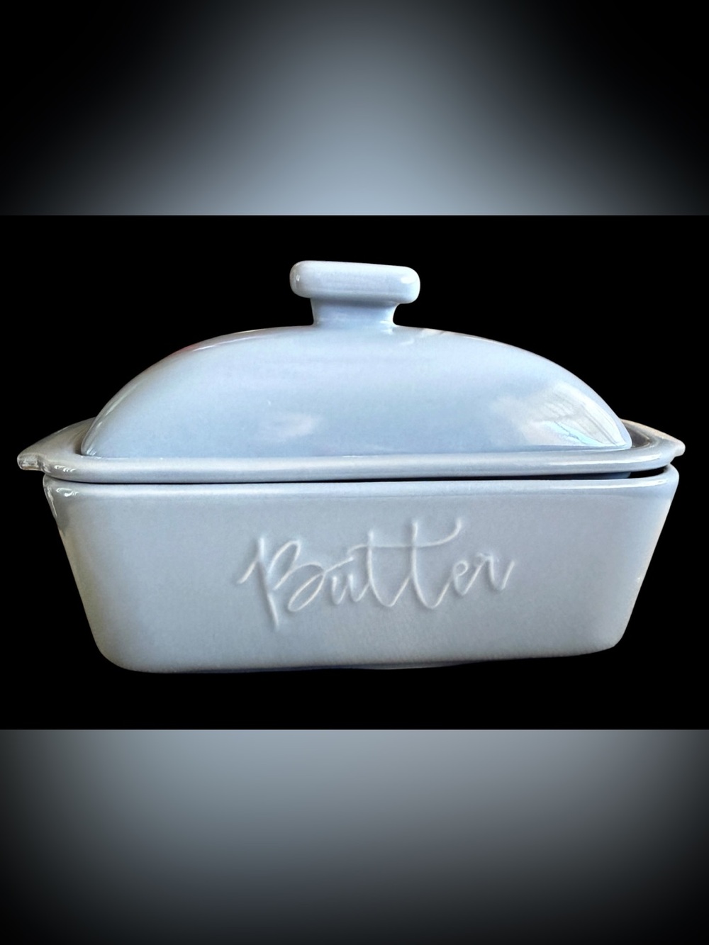 FE Butter Dish 10 oz French Ceramic Butter Keeper w/Water Line New